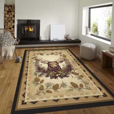 Deer Hunting Area Rug Decor room,Deer carpet rugs carpet home rugs decor 3x5 4x6 5x8 5.2x 9 ft Non-Slip Carpet for Bedroom 04