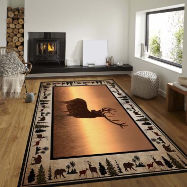 Deer Hunting Area Rug Decor room,Deer carpet rugs carpet home rugs decor 3x5 4x6 5x8 5.2x 9 ft Non-Slip Carpet for Bedroom 11