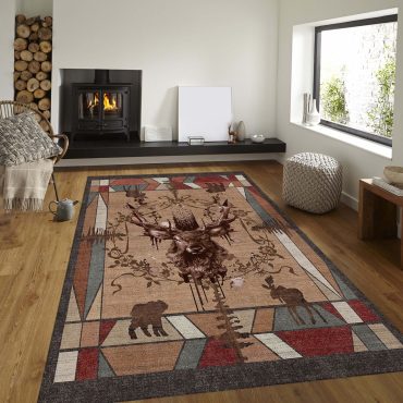 Deer Hunting Area Rug Decor room,Deer carpet rugs carpet home rugs decor 3x5 4x6 5x8 5.2x 9 ft Non-Slip Carpet for Bedroom 23