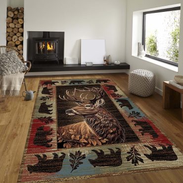 Deer Hunting Area Rug Decor room,Deer carpet rugs carpet home rugs decor 3x5 4x6 5x8 5.2x 9 ft Non-Slip Carpet for Bedroom 24