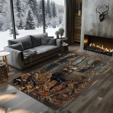 Deer rug Hunting Rug Deer Hunting Rugs Whitetail deer Hunting season Fishing rug Duck hunting Wild turkey hunting rug Carpet camouflage Bear carpet Rustic Carpet Cabin Rug for Home Décor 03