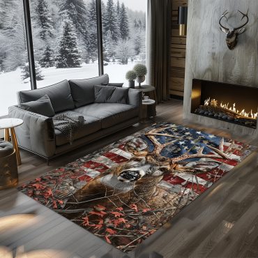 Deer rug Hunting Rug Deer Hunting Rugs Whitetail deer Hunting season Fishing rug Duck hunting Wild turkey hunting rug Carpet camouflage Bear carpet Rustic Carpet Cabin Rug for Home Décor 05