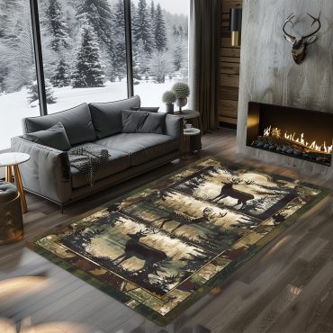 Deer rug Hunting Rug Deer Hunting Rugs Whitetail deer Hunting season Fishing rug Duck hunting Wild turkey hunting rug Carpet camouflage Bear carpet Rustic Carpet Cabin Rug for Home Décor 08