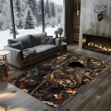 Deer rug Hunting Rug Deer Hunting Rugs Whitetail deer Hunting season Fishing rug Duck hunting Wild turkey hunting rug Carpet camouflage Bear carpet Rustic Carpet Cabin Rug for Home Décor 11