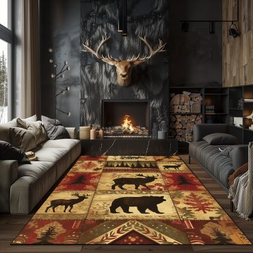Deer rug Hunting Rug Deer Hunting Rugs Whitetail deer Hunting season Fishing rug Duck hunting Wild turkey hunting rug Carpet camouflage Bear carpet Rustic Carpet Cabin Rug for Home Décor 17