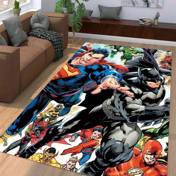 Superman and batman with another character Living room carpet rugs