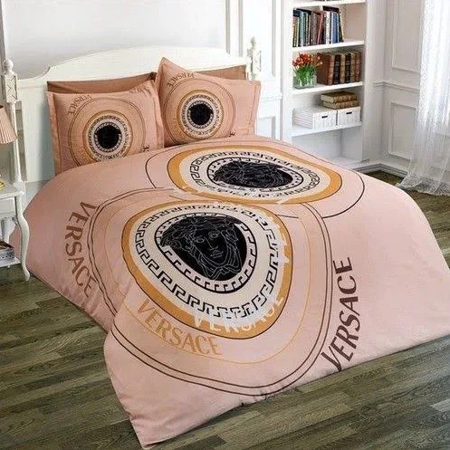 Circle Logo In Pink Versace Bed Set Diverse Design and Materials