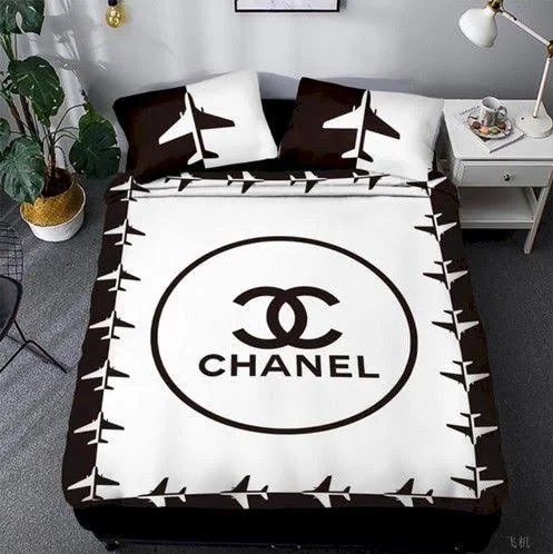 Coco Chanel Black And White Air Plane Bedding Set Diverse Design and Materials