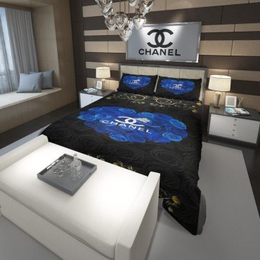 Coco Chanel Blue Roses Heart Bedding Set Diverse Design and Materials