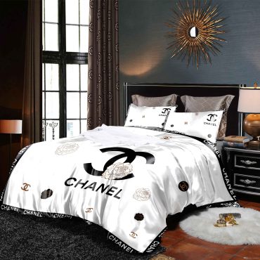 Coco Chanel Luxury Brand High End Premium Bedding Set Hot Luxury Brand Bedding Set Bedspread Duvet Cover Gift for Chanel Lover Diverse Design and Materials