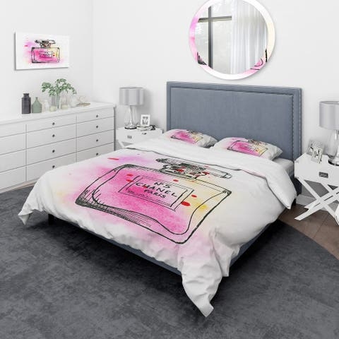 Coco Chanel Pink No.5 Perfume Bedding Set Diverse Design and Materials