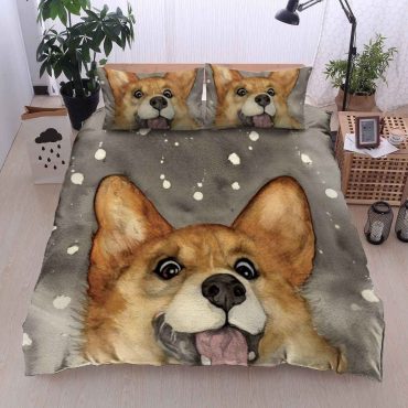 Corgi Cotton Bed Sheets Spread Comforter Duvet Cover Bedding Sets Diverse Design and Materials 04