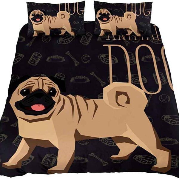 Cute Pug Dog Bedding Set Bed Sheets Spread Comforter Duvet Cover Bedding Sets Diverse Design and Materials