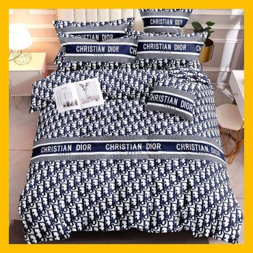 Dior Blue Printed Canadian Fitted Bedsheet Diverse Design and Materials