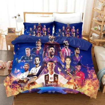Football Star Bedding Set, Teenager Bedding Piece Duvet Cover Set with Pillow Cases, Perfect Sports Bed Linen, Duvet Cover Set for KidsDiverse Design and Materials