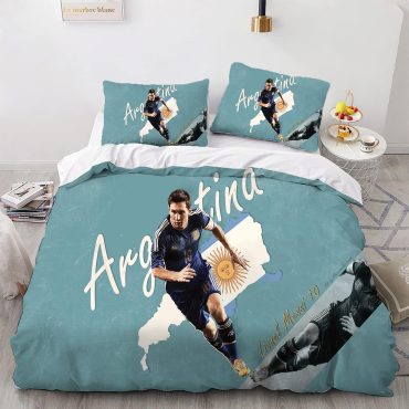 Glamifirsto Lionel Messi Quilt Cover with Pillowcase Football Duvet Cover Set for Kids Teens Soft Microfiber Comforter Cover Piece Easy Care Bedding Set with Zipper ClosureDiverse Design and Materials