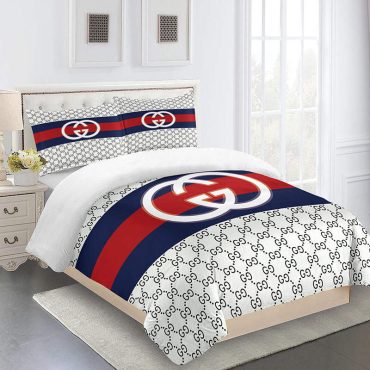 Gucci Bedding Set Black White And Red Logo Luxury Bed Sheets Diverse Design and Materials