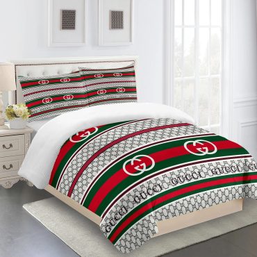Gucci Bedding Set Logo Italy White Stripe Luxury Bed Sheets Diverse Design and Materials