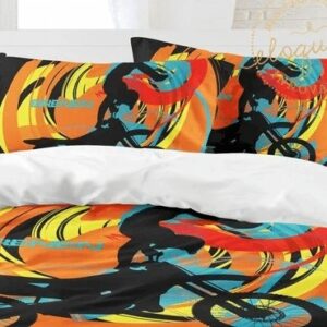Kids Motocross Gifts Orange Yellow Bedding Sets Duvet Cover Bedroom Diverse Design and Materials