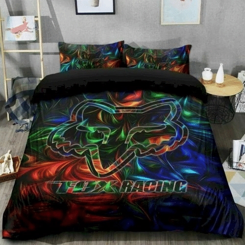 Neon Fox Motocross Bedding Sets Duvet Cover Bedroom Quilt Bed Diverse Design and Materials