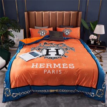 Orange And Blue Hermes Bed Set Diverse Design and Materials