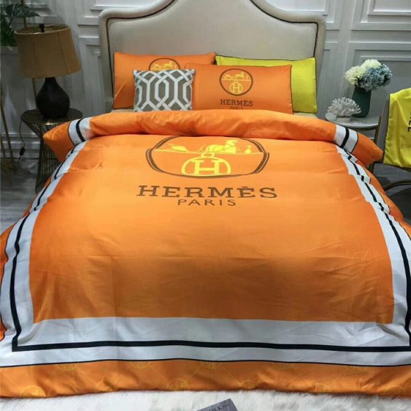 Orange And White Hermes Bed Set Diverse Design and Materials