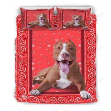 Pit Bull Red Bandana Pattern Bedding Set Bed Sheets Spread Comforter Duvet Cover Bedding Sets Diverse Design and Materials