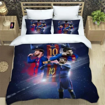 Ronaldo, Messi, Mbappe, Neymar Pattern Quilt Cover With Pillowcases Microfiber Digital Printed Bedding Set Twin Full Queen King Diverse Design and Materials