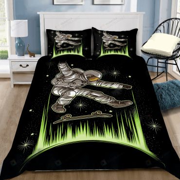 Skateboard Astronaut In Galaxy Bedding Set Bed Sheets Spread Comforter Duvet Cover Bedding Sets Diverse Design and Materials