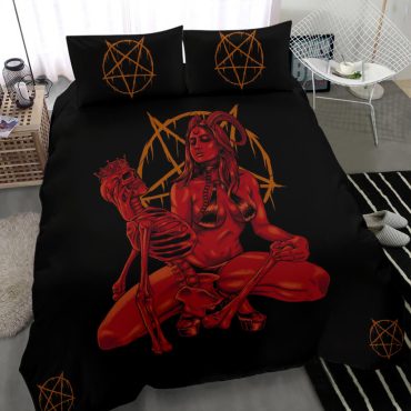 Skull Satanic Pentagram Occult Demon 3 Piece Duvet Set Color Version Diverse Design and Materials