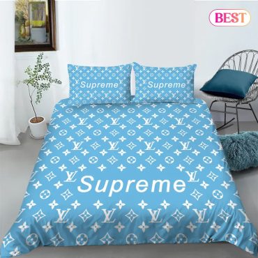 Supreme Blue Luxury Fashion Brand Bedding Set Bedspread Duvet Cover Set Diverse Design and Materials