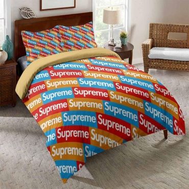 Supreme Logo All Over Printed 3D Printed Bedding Sets Quilt Diverse Design and Materials