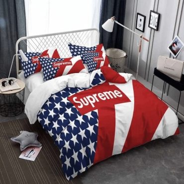 Supreme White Star Red Stripes 3D Printed Bedding Sets Quilt Diverse Design and Materials