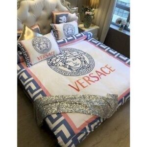 Versace White Bedding Sets Duvet Cover Sheet Cover Pillow Cases Luxury Bedroom Sets Diverse Design and Materials