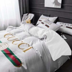 Signature Logo In White Background Gucci Bed Set Diverse Design and Materials