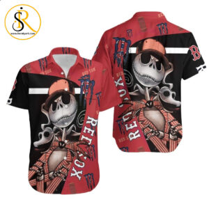 Beach Shirt Jack Skellington Monster Energy Logo Boston Red Sox Hawaiian Shirt Aloha Shirt for Men Women SeratyArt