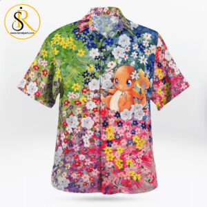 Charmander Summer Flowers Beach Outfits Aloha Shirt For Men Women SeratyArt