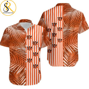 Cincinnati Bengals Palm Leaves And Stripes NFL Gift For Fan Hawaiian Shirt Aloha Shirt for Men Women SeratyArt