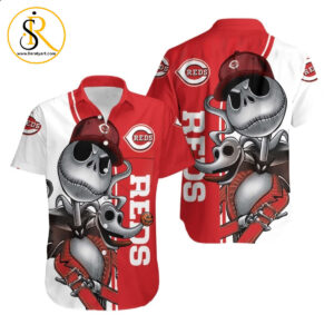 Cincinnati Reds Jack Skellington And Zero Hawaiian Shirt Aloha Shirt for Men Women SeratyArt