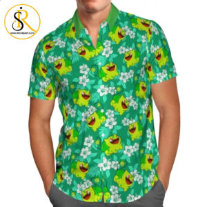 Cute Bulbasaur Tropical Floral Hawaiian Shirt Anime Shirt for Men Women SeratyArt