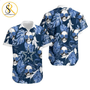Dallas Cowboys Coconut Leaves And Skulls Hawaiian Shirt Aloha Shirt for Men Women SeratyArt