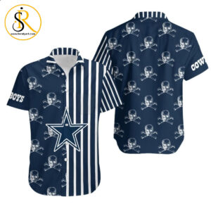 Dallas Cowboys Stripes And Skull Hawaiian Shirt Aloha Shirt for Men Women SeratyArt