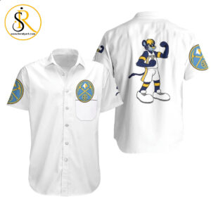 Denver Nuggets Basketball Classic Mascot Logo Gift For Nuggets Fans White Hawaiian Shirt Aloha Shirt for Men Women Combo Beach SeratyArt