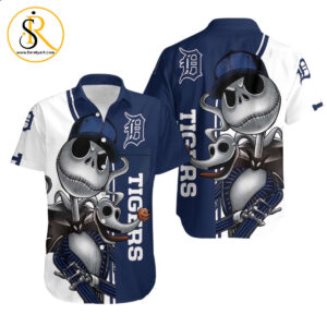 Detroit Tigers Jack Skellington And Zero Hawaiian Shirt Aloha Shirt for Men Women SeratyArt