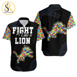 Fight Like A Detroit Lions Autism Support Hawaiian Shirt Aloha Shirt for Men Women SeratyArt
