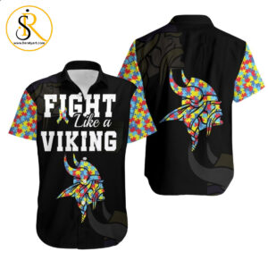Fight Like A Minnesota Vikings Autism Support Hawaiian Shirt Aloha Shirt for Men Women SeratyArt