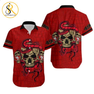 Gift For Husband Gift For Dad San Francisco 49Ers Snake And Skull Hawaiian Shirt Aloha Shirt for Men Women SeratyArt