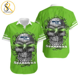 Gift For Husband Gift For Dad Seattle Seahawks Sugar Skull2 Hawaiian Shirt Aloha Shirt for Men Women SeratyArt