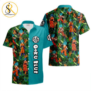 Goku Blue Hawaiian Shirts Custom Anime Merch Clothes for Men Women SeratyArt