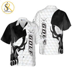 Golf Texture And Black Skull Hawaiian Shirt Aloha Shirt For Men and Women SeratyArt